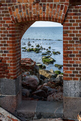 Ruins of Western Fort on Baltic Sea coast of Vistula Spit. Baltiysk. Russia