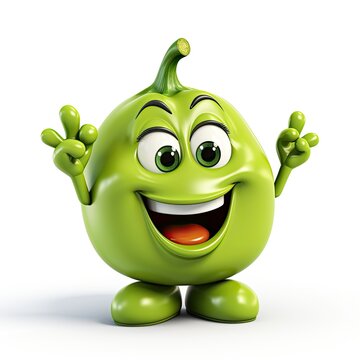 Funny sweet pepper 3d cartoon illustration on a white background.