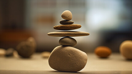 zen stone tower HD 8K wallpaper Stock Photographic Image
