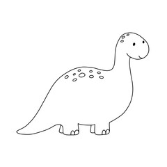 Cute little baby dinosaur. Vector outline doodle illustration isolated on white for childish coloring book