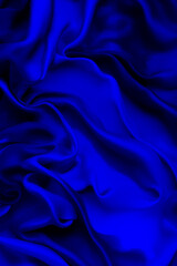 Luxurious Dark Blue Background Texture with Satin Drapery. Vertical Design Element for Banner, Wallpaper, Poster, Cover. Generative AI Illustration.