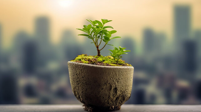 plant in a pot HD 8K wallpaper Stock Photographic Image

