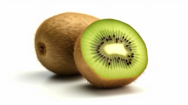 kiwi fruit isolated on white background HD 8K wallpaper Stock Photographic Image

