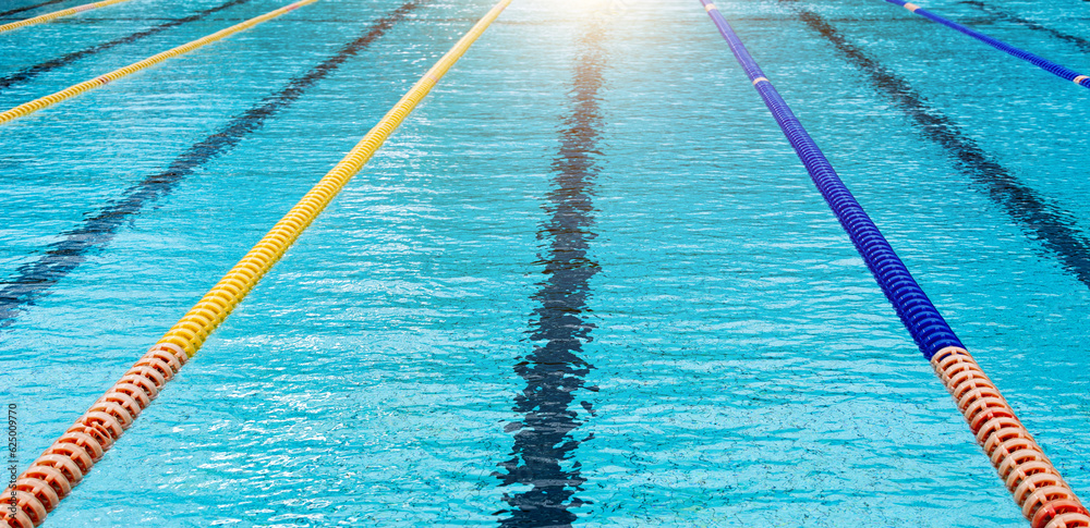 Wall mural Swimming pool with marked plastic lanes