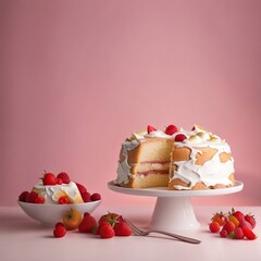 Angels food cake with strawberry, 