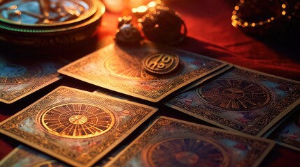 Fototapeta na wymiar Tarot cards for predict the future. gypsy card. Generative Ai