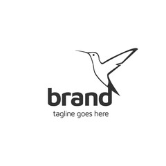 Fototapeta premium Colibri bird monoline logo design for company, store, online shop. vector