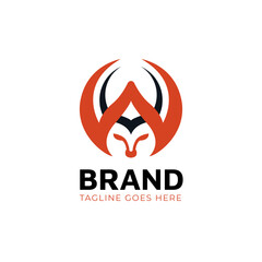 Letter W and Bull logo. Animal Logo design idea for company, store, online shop. vector