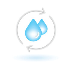 3D Hydro Power Energy Water Drop Icon. Eco Sustainability Environment Concept. Glossy Glass Plastic Blue Color. Cute Realistic Cartoon Minimal Style. 3D Render Vector Icon UX UI Isolated Illustration