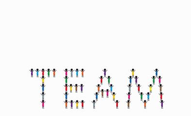Teamwork concept,  colorful  background with people sign .