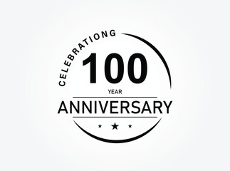 100 years anniversary logo template isolated on white, black and white background. 100th anniversary logo.