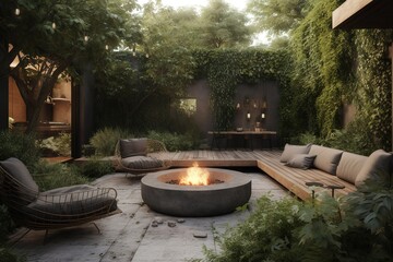 Backyard fire pit. Generate Ai