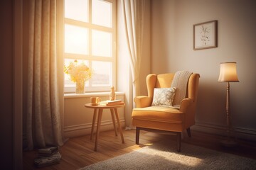 Fototapeta premium Ancient stately home interior with a beautiful library and club sofas, generative AI