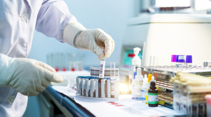 Detail of scientist working at laboratory