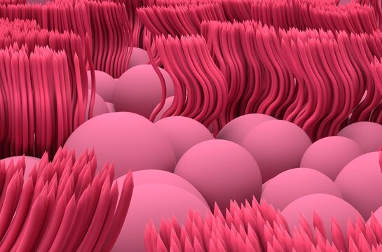 Nasal mucosa lines (respiratory epihtelium) - closeup view 3d illustration