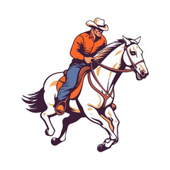 cowboy riding horse vector