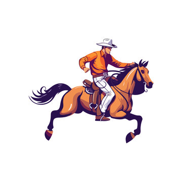 cowboy riding horse vector