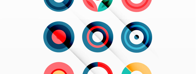 Colorful circles in a grid composition abstract background. Design for wallpaper, banner, background, landing page, wall art, invitation, prints, posters