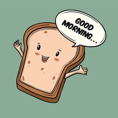 cute bread character happiness breakfast