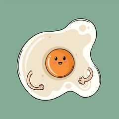 cute breakfast character fried egg 
