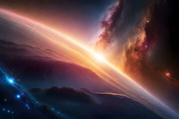 Obraz na płótnie Canvas sunrise in the space