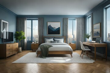 Naklejka na ściany i meble luxury bedroom generated by AI technology