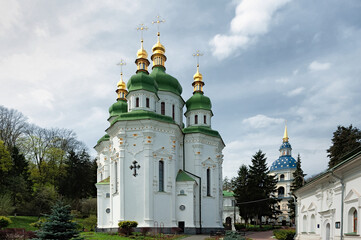 Fototapeta na wymiar St. George Cathedral in the medieval Vydubychi Monastery, Kyiv, Ukraine.