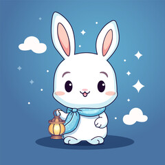Obraz na płótnie Canvas Cute rabbit with lantern. Happy Mid autumn festival. Vector illustration.