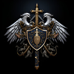 Coat of arms with sword motif | Generative AI