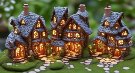 Fototapeta premium Capturing the Magical Splendor of a Fairy Tale House in a Mystical Forest, Immersed in Whimsy and Wonder