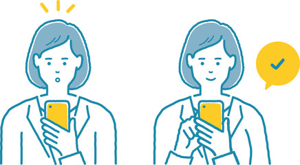 スマホを操作しているビジネスウーマン