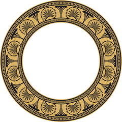 Vector gold seamless round Egyptian ornament. Infinite circle, ring, border, Ancient Egypt frame.