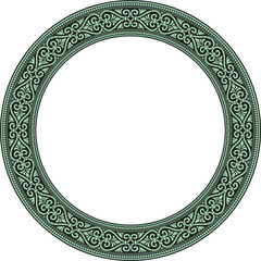 Vector green with black round ornament ring of ancient Greece. Classic pattern frame border Roman Empire..