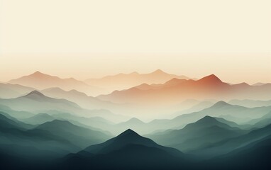 Misty Mountain Serenity, Tranquil Gradient Background, Generative Ai