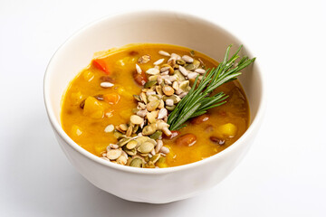 lentil stew on the white background