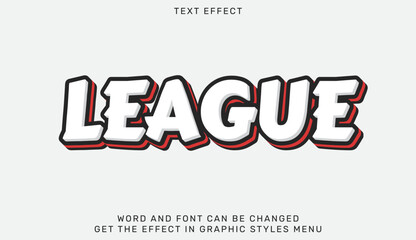 Fototapeta premium League editable text effect in 3d style. Text emblem for advertising, branding, business logo