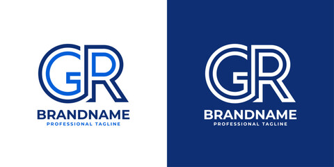 Letter GR Line Monogram Logo, suitable for business with GR or RG initials. - obrazy, fototapety, plakaty