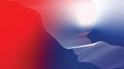 blue white red flag abstract tech wavy lines background 
