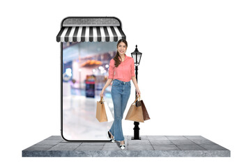 asian female hold shopping bag