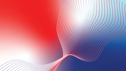 blue white red flag abstract tech wavy lines background 