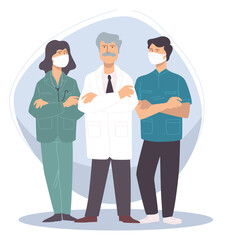 Team of professional doctors specialists in masks