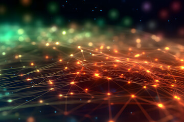 Naklejka premium Abstract background connected dot and line for cyber technology futuristic. Global network connection concept. Generative AI.