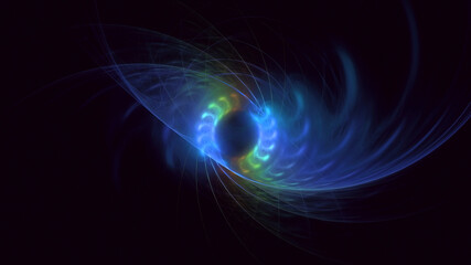 3D rendering abstract multicolor supernova fractal light background