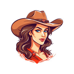 woman pretty with cowboy hat