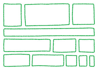 クレヨン素材　手描きのラフなフレームセット 四角