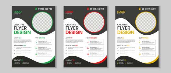 Colorful corporate flyer collection, flyer bundle, mega set gradient color brochure, annual report, proposal, leaflet, company profile, digital marketing poster, case of study, a4 layout with mockup