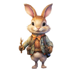 Obraz premium Watercolor Vintage Cartoon Bunny, Victorian Rabbit