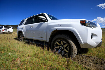 Offroad car got stuck in the mud