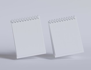 Desk calender set rendered with 3D software white color and realistic texture