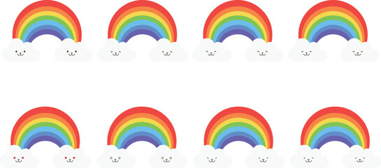 虹の絵文字セット(顔つき)